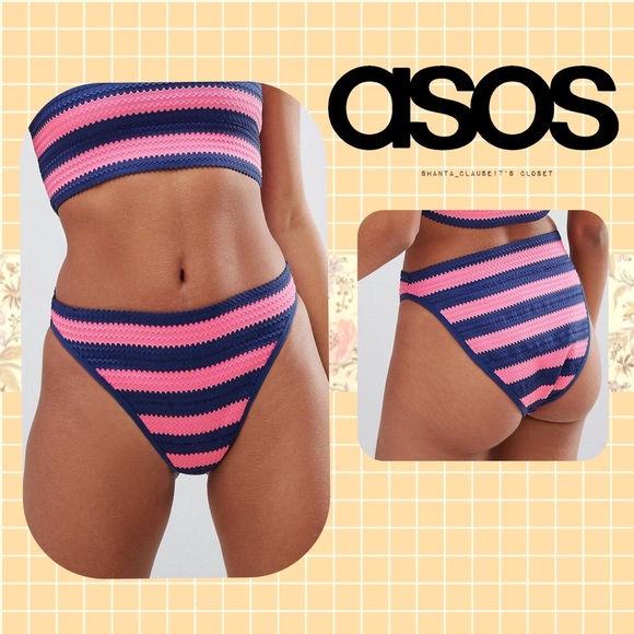 ASOS Other - 👄ASOS👄stripe bandage high waisted bikini bottoms